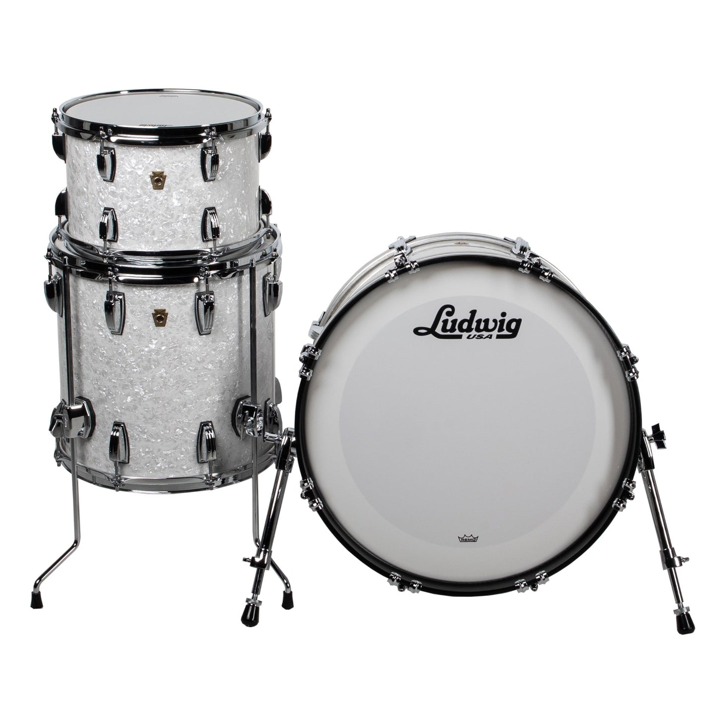 Ludwig Legacy Mahogany 3-Piece Downbeat Shell Kit - White Marine