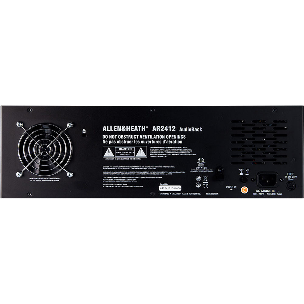 Allen & Heath AR2412 Remote Audio Rack For GLD Digital Mixing System, Black