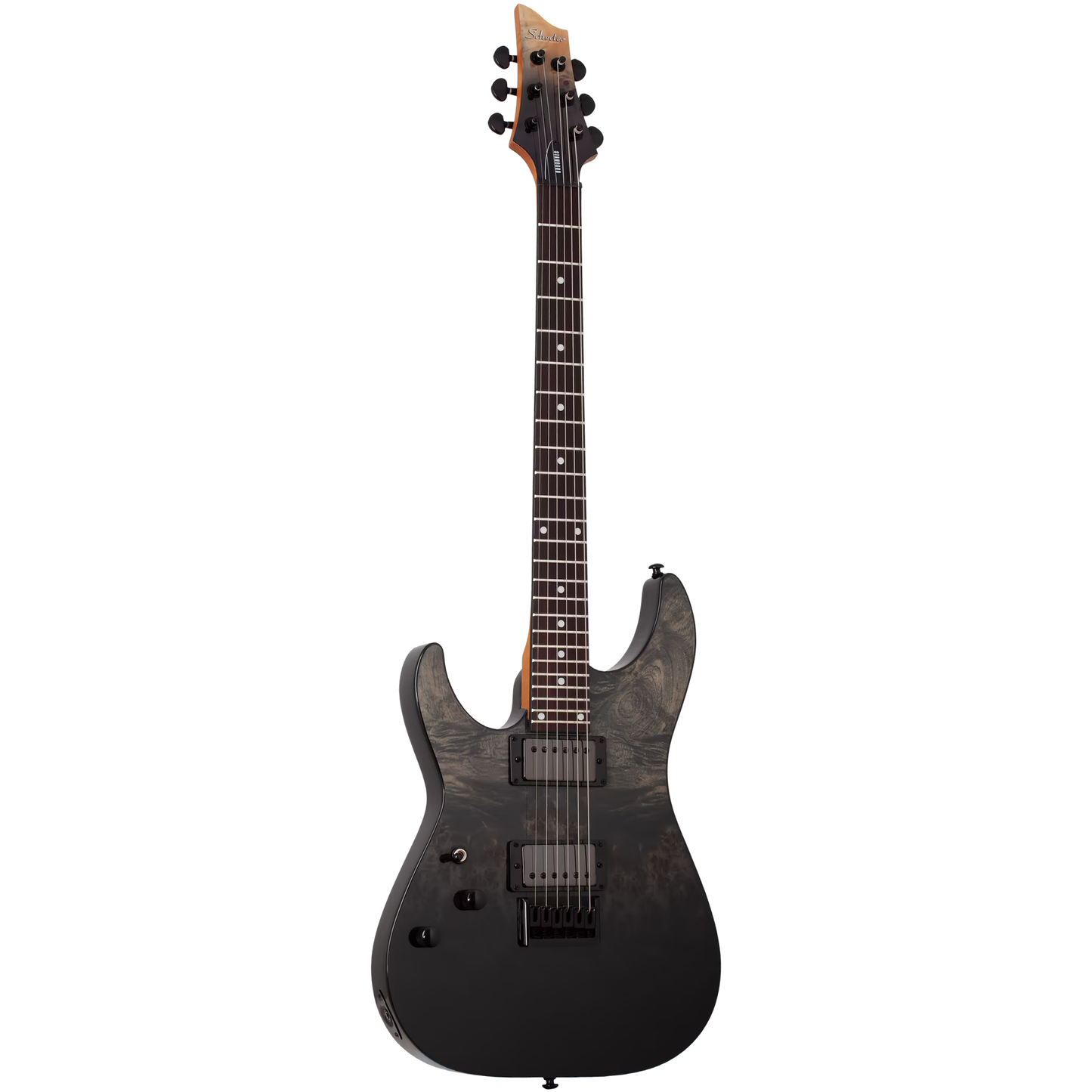 Schecter C-1 Standard Left Handed Electric Guitar - Black Fade Burst Burl