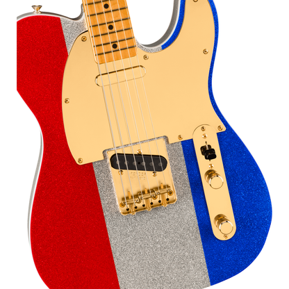 Fender Buck Owens Telecaster Electric Guitar - Red, Silver and Blue Sparkle