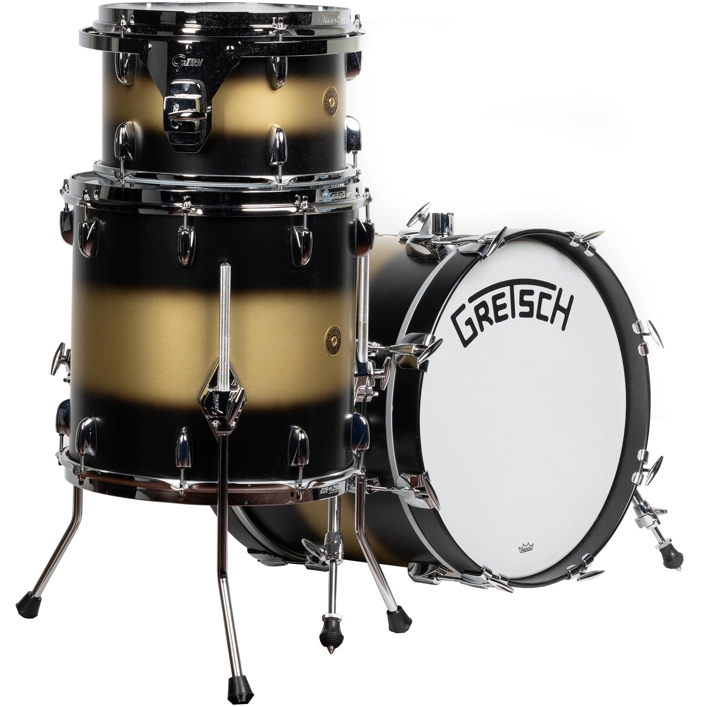 Gretsch Broadkaster 3-Piece Shell Kit - Satin Gold to Black Duco