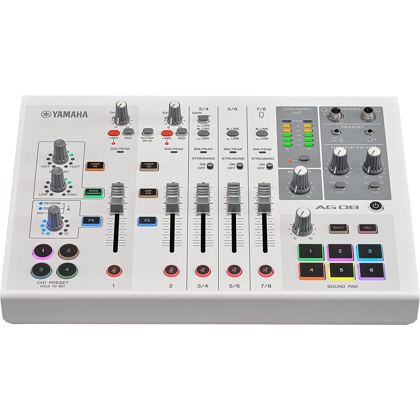 Yamaha AG08 All-In-One Live Streaming Mixer - White