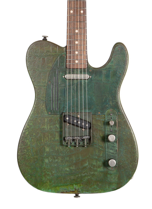 Trussart Steelcaster Electric Guitar in Titanic Green Gator Engraved