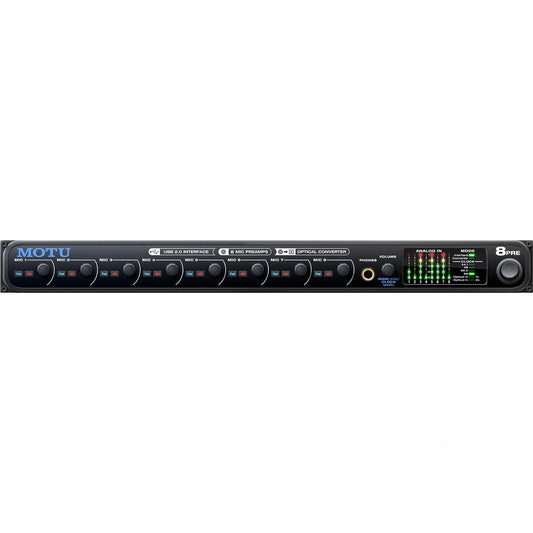 MOTU 8pre 16x12 USB Audio Interface and Optical Expander with 8 Mic Inputs