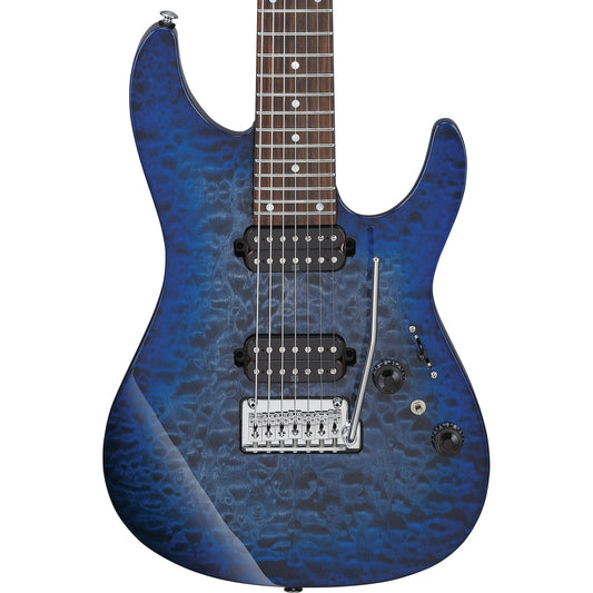 Ibanez AZ427P2QMTUB AZ Premium 7-String Electric Guitar, Twilight Blue Burst