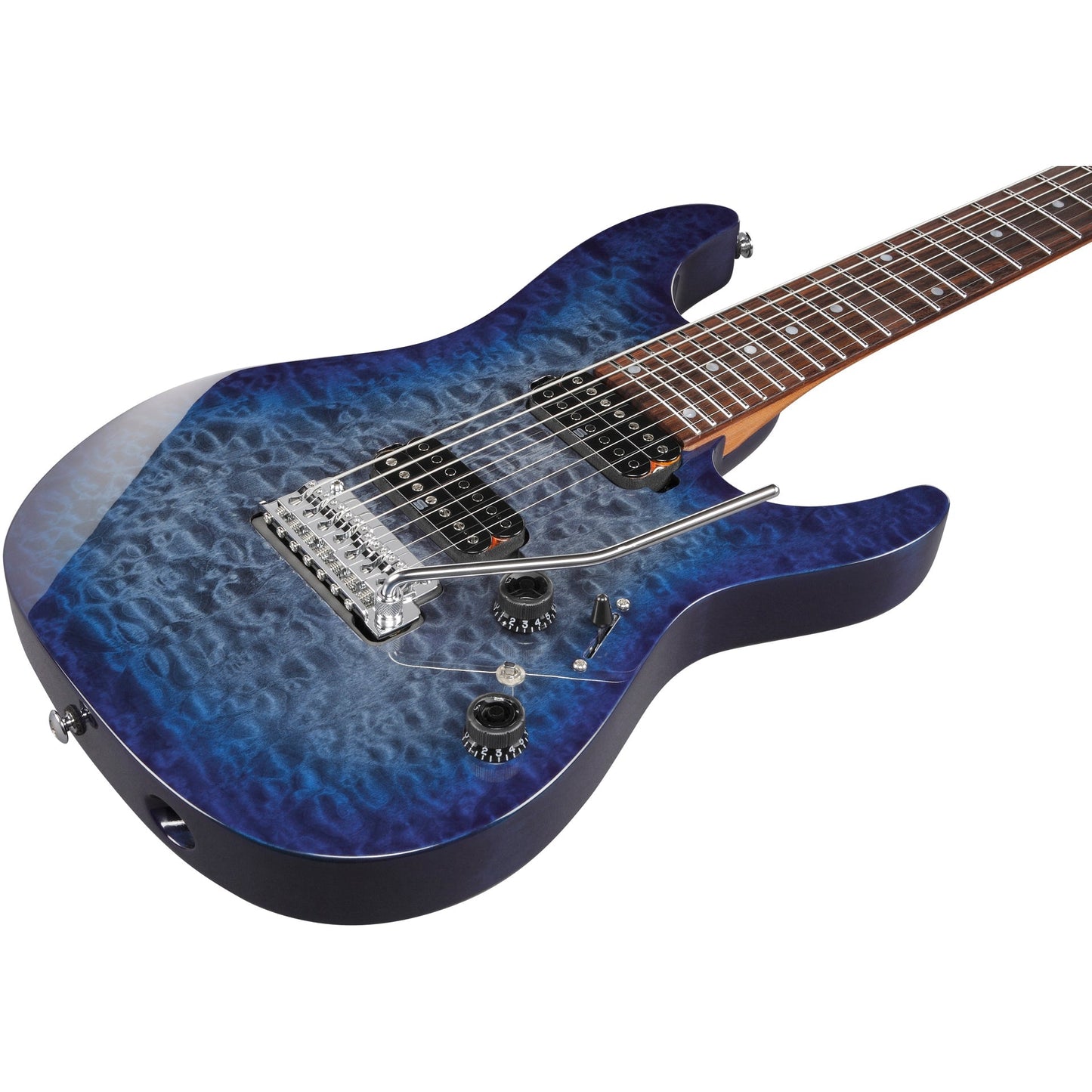 Ibanez AZ427P2QMTUB AZ Premium 7-String Electric Guitar, Twilight Blue Burst