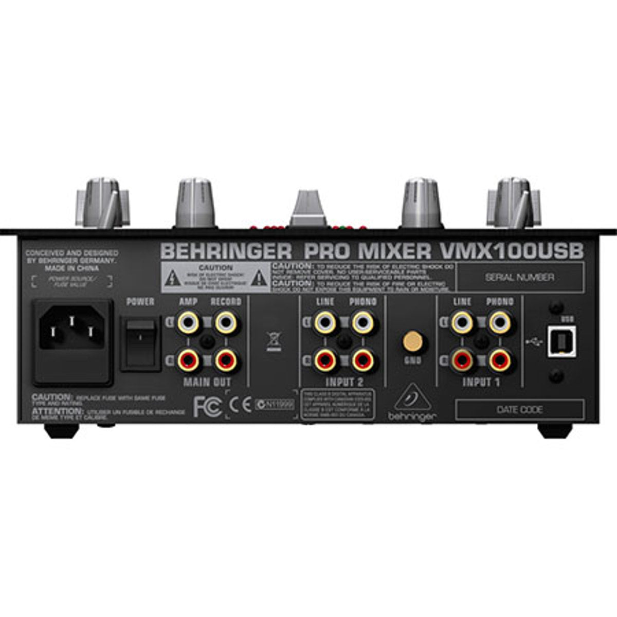 Behringer Pro Mixer VMX100USB Professional 2-Channel DJ Mixer with USB/Audio Interface, BPM Counter and VCA Control