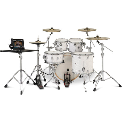 Drum Workshop DWe 5-Piece Drum Kit Bundle - White Marine Pearl Finish Ply