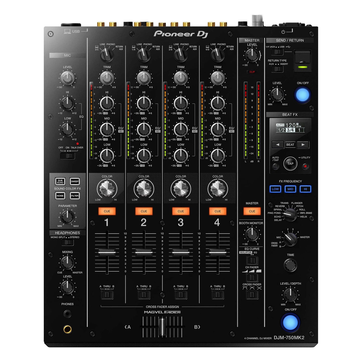 Pioneer DJ DJM-750MK2 4-Channel Professional DJ Club Mixer with USB Soundcard