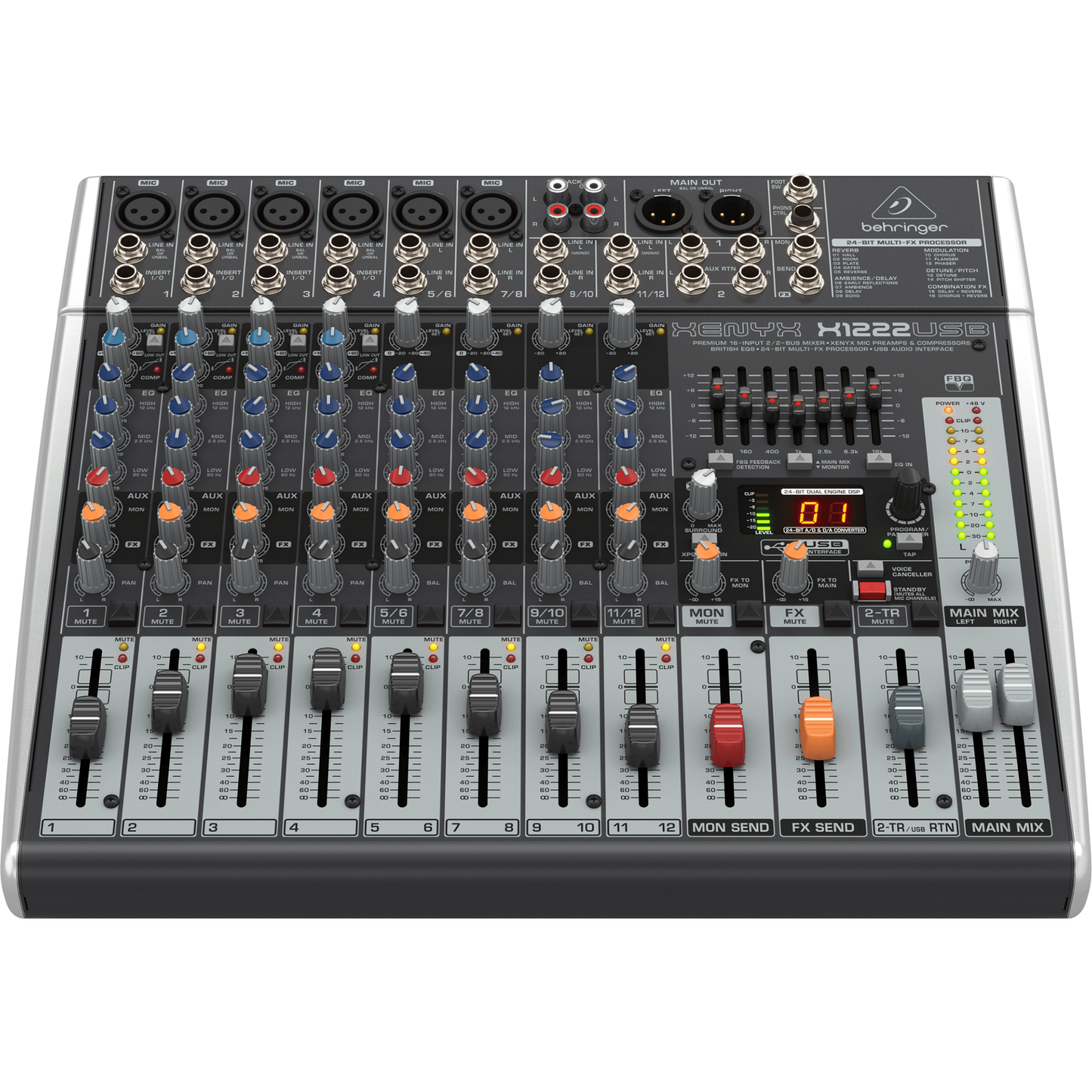 Behringer Xenyx X1222USB 12-Channel 16-Input 2/2-Bus Mixer & USB Interface