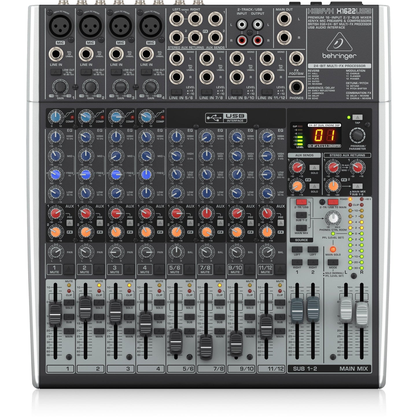 Behringer Xenyx X1622USB Mixer with USB and Effects