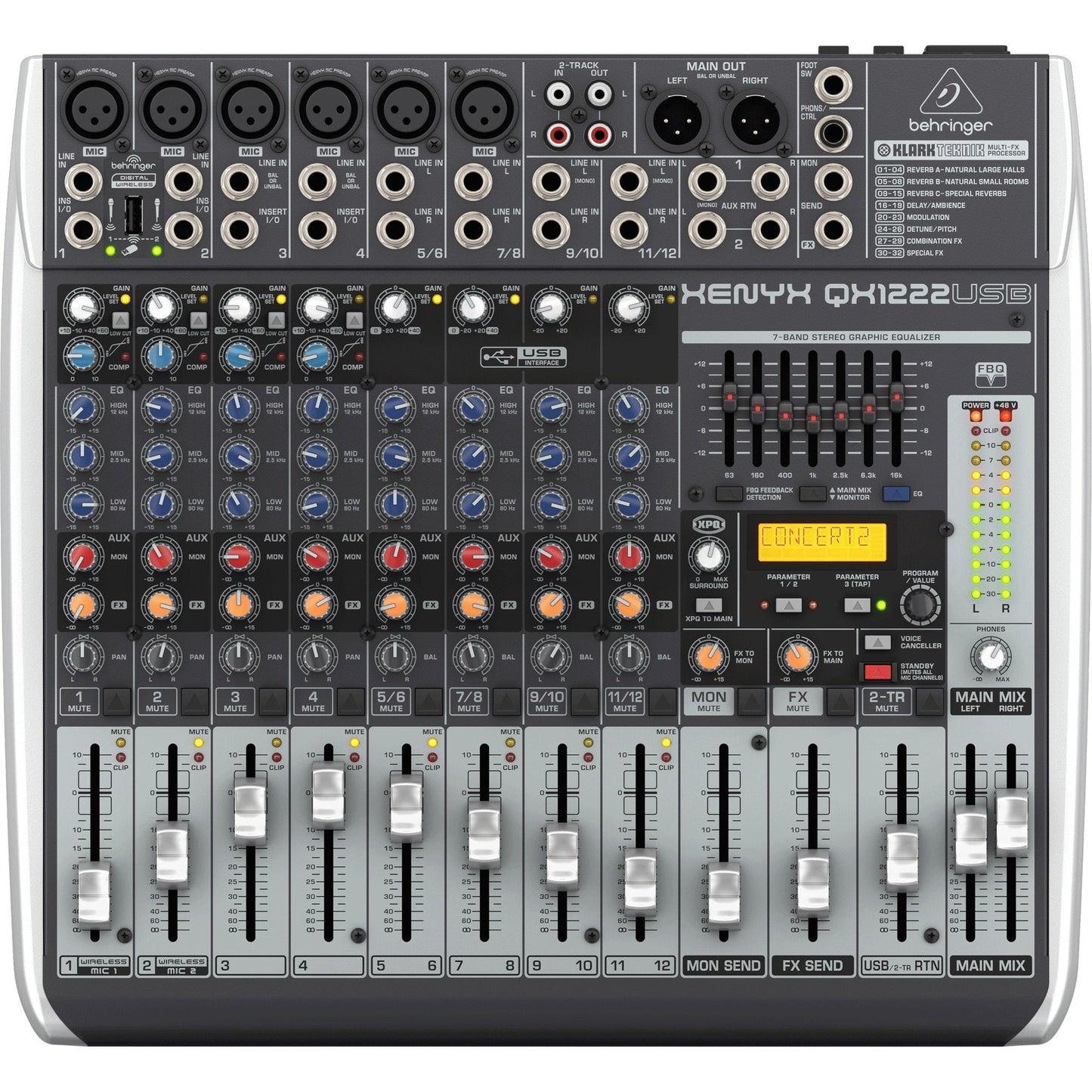 Behringer Xenyx QX1222USB Premium 16-Input Mixer with USB and Effects