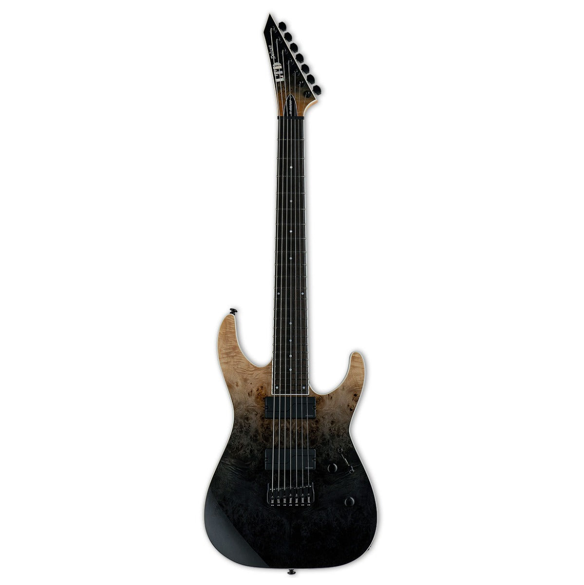 ESP LTD M-1007HT Deluxe M Series 7-String Guitar, Black Fade