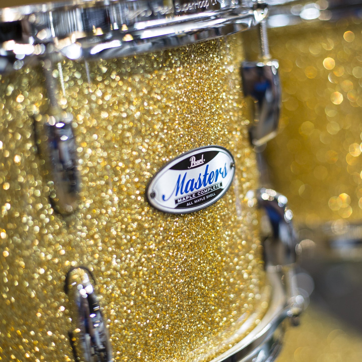Pearl Masters Maple Complete Drum Kit in Bombay Gold Sparkle Lacquer Finish