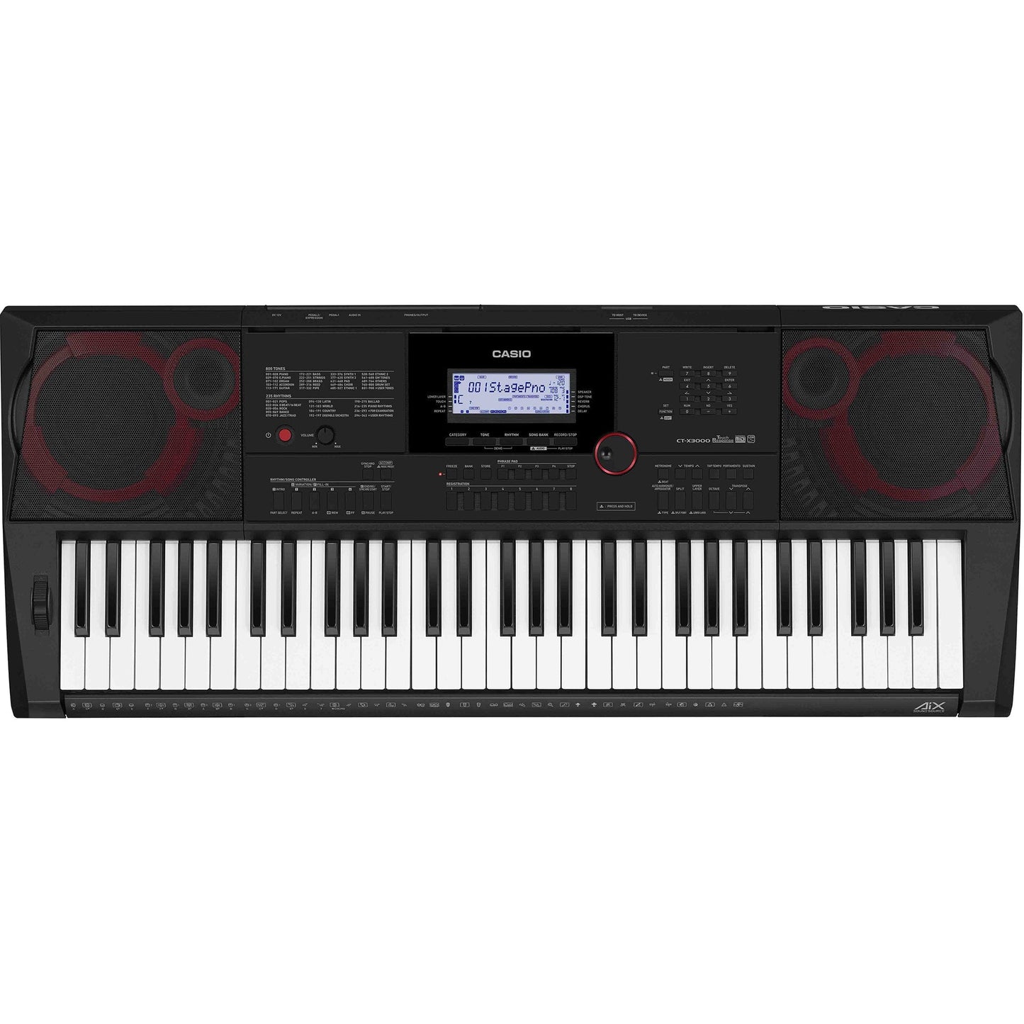 Casio CT-X3000 61-Key Touch Sensitive Portable Keyboard with Power Supply