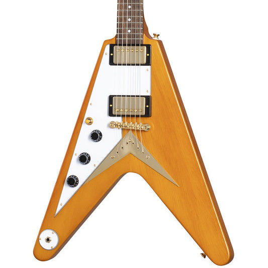 Epiphone 1958 Korina Flying V Left Handed Electric Guitar in Aged Natural