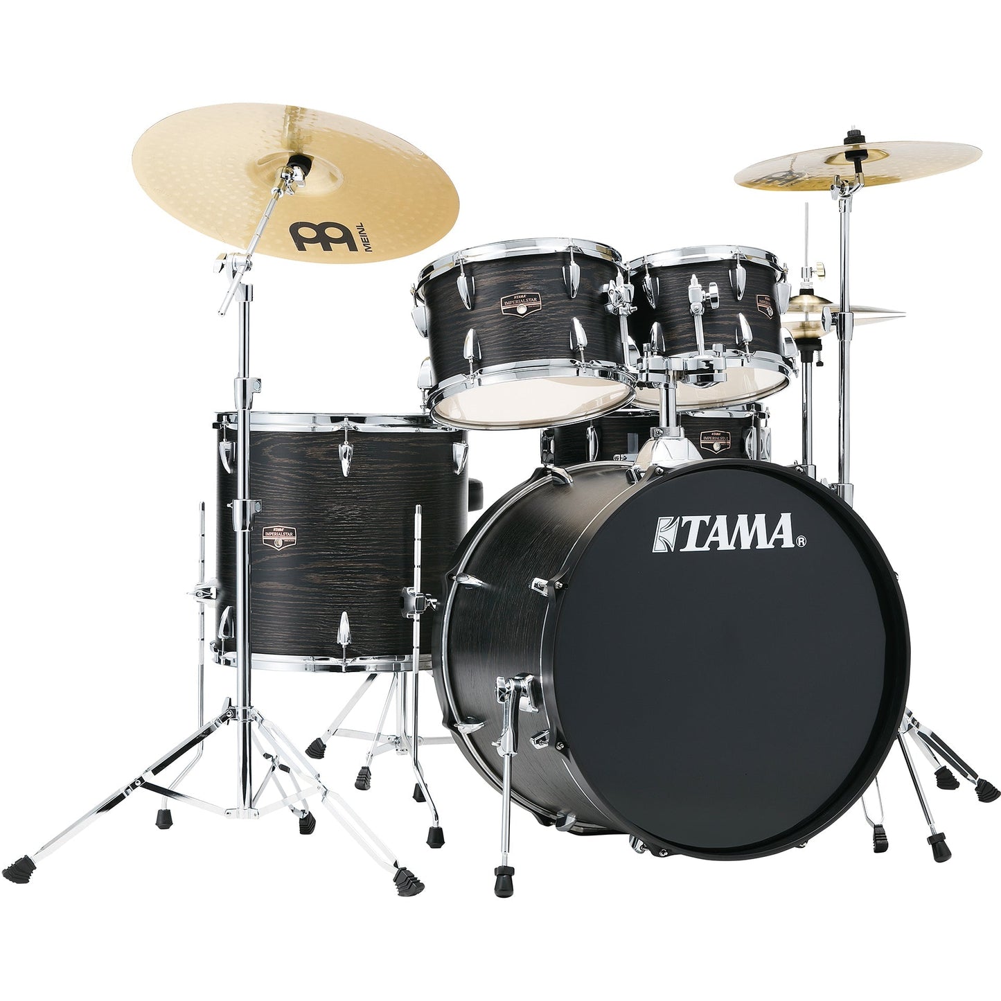 TAMA Imperialstar 5-Piece Complete Kit with Meinl HCS cymbals Black Oak Wrap