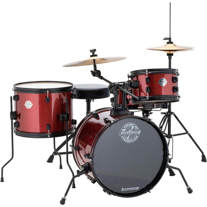 Ludwig LC178X025 Questlove Pocket Kit w/ Hardware & Cymbals, Wine Red Sparkle