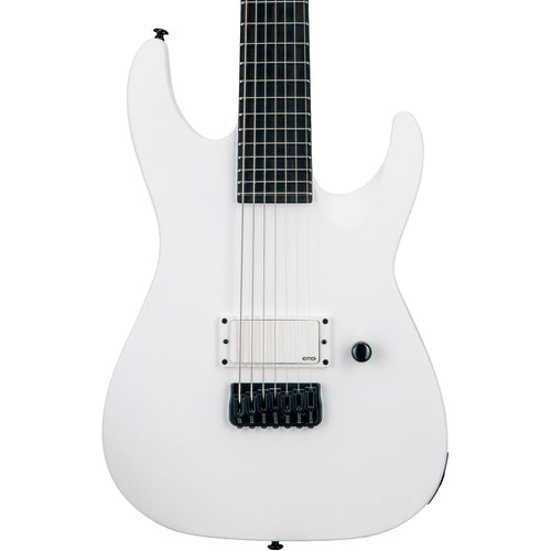 ESP LTD M-7HT Baritone 7-String Arctic Metal Electric Guitar, Snow White Satin