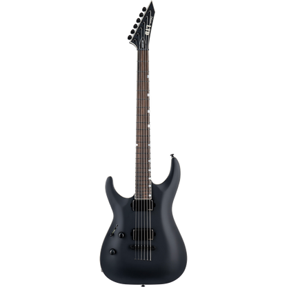 ESP LTD MH-1000 Baritone Left Handed Electric Guitar, Black Satin