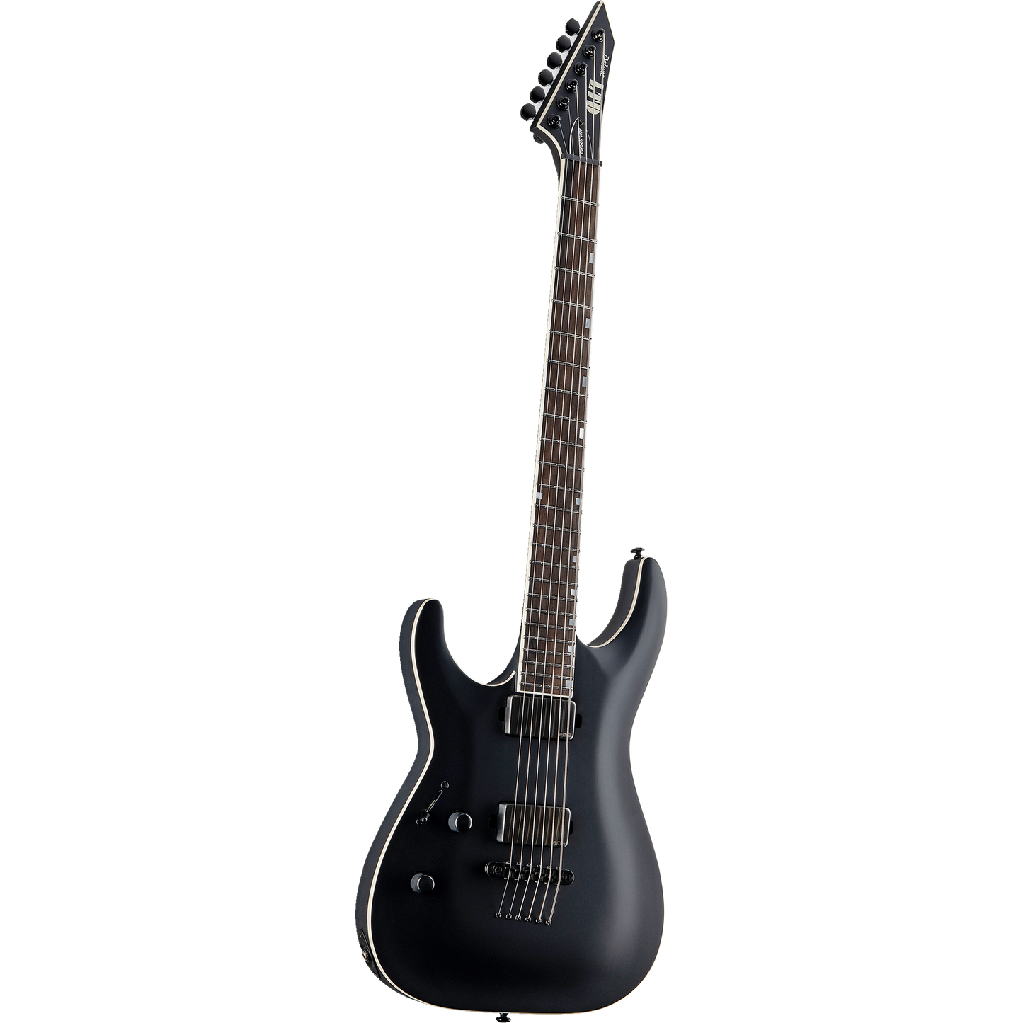 ESP LTD MH-1000 Baritone Left Handed Electric Guitar, Black Satin