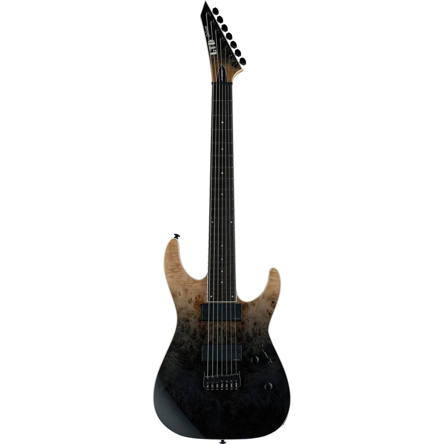 ESP LTD M-1007HT Deluxe M Series 7-String Guitar, Black Fade