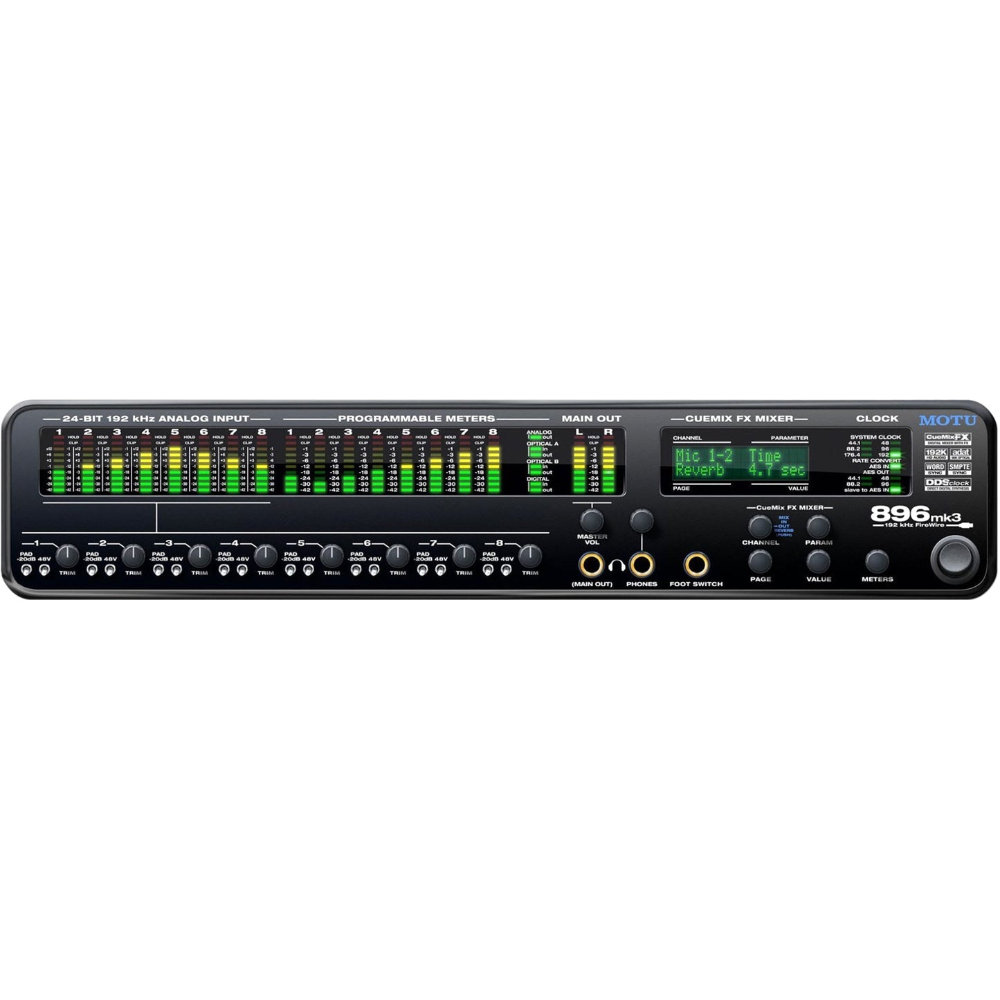 MOTU 896mk3 8-Mic/guitar Inputs With On-board Effects & Mixing