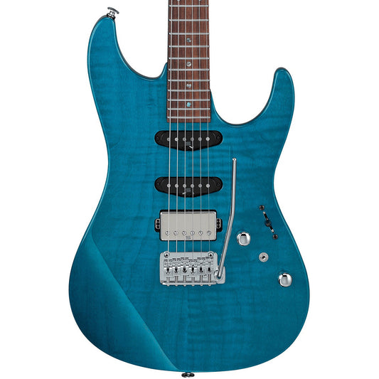 Ibanez MMN1TAB Martin Miller Signature Electric Guitar, Transparent Aqua Blue