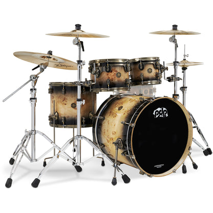 Pacific Drums & Percussion LTD 4-Piece Shell Kit - Mapa Burl-Black Burst Lacquer