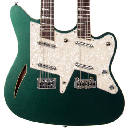 Eastwood Guitars Surfcaster 12/6 Double Neck Electric Guitar - Metallic Green