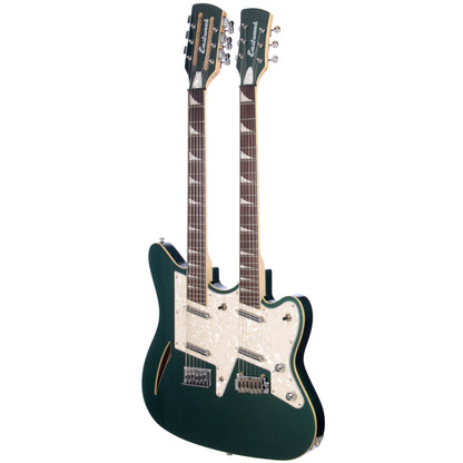 Eastwood Guitars Surfcaster 12/6 Double Neck Electric Guitar - Metallic Green